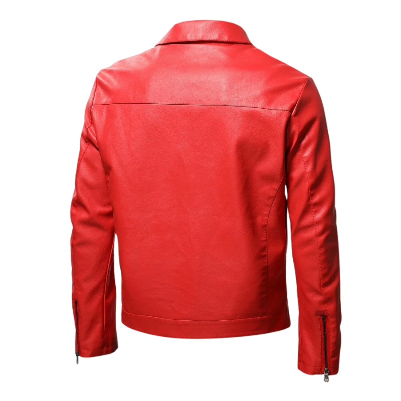 Men’s PU Leather Biker Jacket, Zipper Closure, Spring/Autumn