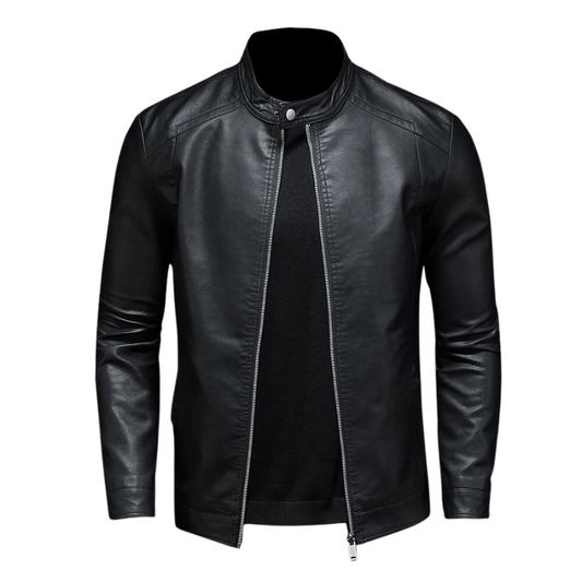 Men's Casual PU Leather Jacket with Stand Collar - Spring & Autumn Outerwear