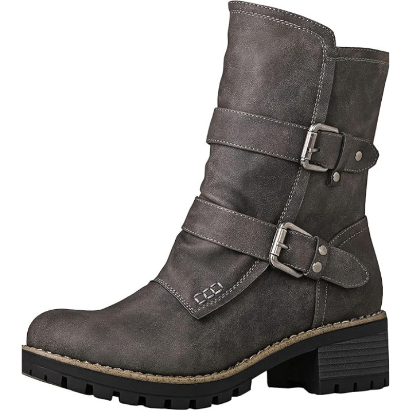 Vegan Leather Ankle to Mid-Calf Biker Boots, All-Season