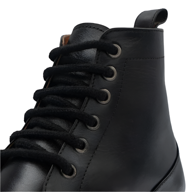 Men’s Full-Grain Leather Biker Boots, Blake-Stitched, Black