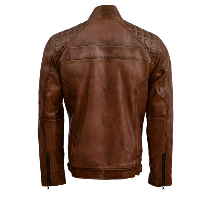 Tan Brown Waxed Leather Jacket – Stylish & Comfortable