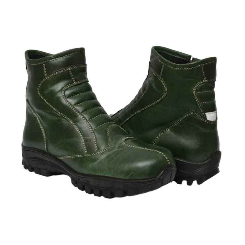 Heavy-Duty Biker Boots with Durable Rubber Sole